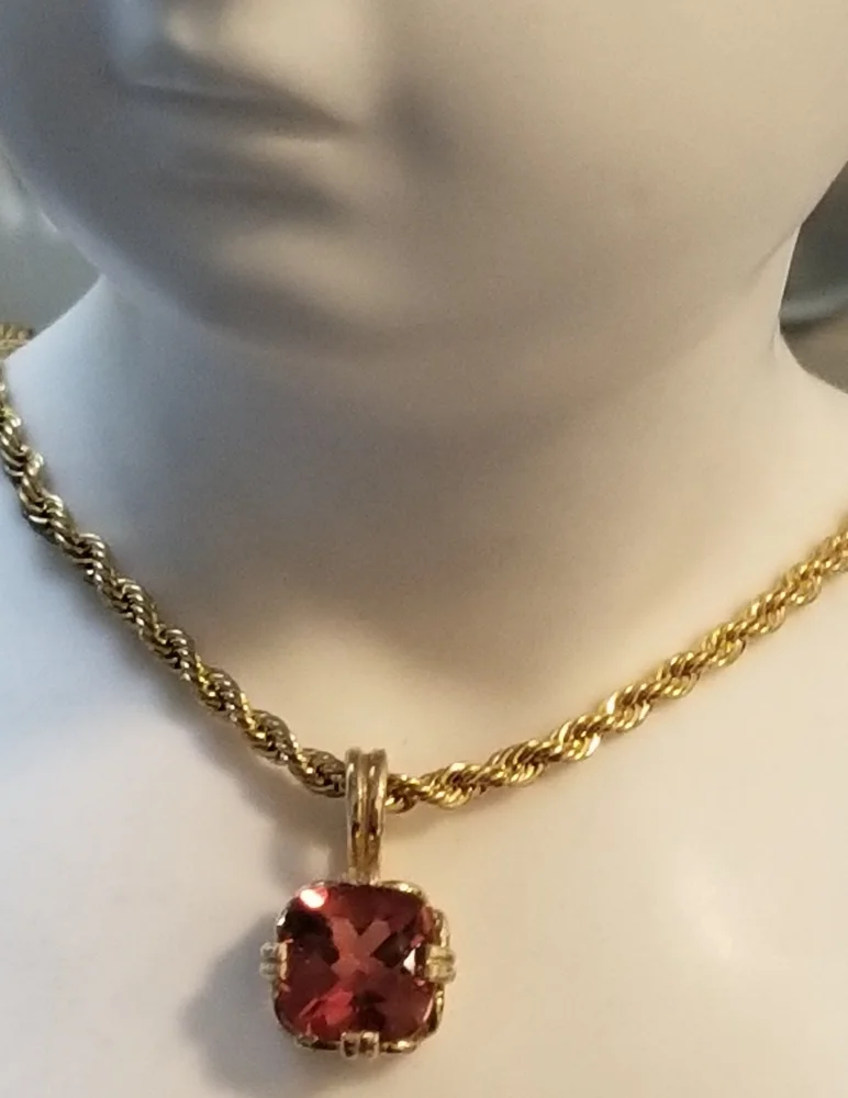 Easter Sale Vintage custom made 14k andesine sunstone  charm chain - Picture 8 of 16